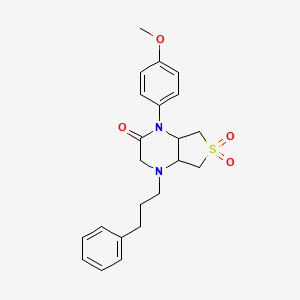 molecular formula C22H26N2O4S B2798647 1-(4-methoxyphenyl)-4-(3-phenylpropyl)hexahydrothieno[3,4-b]pyrazin-2(1H)-one 6,6-dioxide CAS No. 1049500-49-3