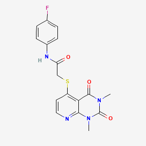 molecular formula C17H15FN4O3S B2798651 2-(1,3-dimethyl-2,4-dioxopyrido[2,3-d]pyrimidin-5-yl)sulfanyl-N-(4-fluorophenyl)acetamide CAS No. 899748-52-8