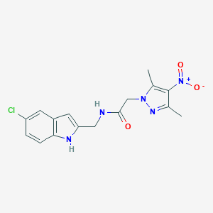 molecular formula C16H16ClN5O3 B279866 N-[(5-chloro-1H-indol-2-yl)methyl]-2-(3,5-dimethyl-4-nitro-1H-pyrazol-1-yl)acetamide 
