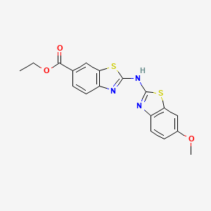 molecular formula C18H15N3O3S2 B2798672 乙酸2-[(6-甲氧基-1,3-苯并噻唑-2-基)氨基]-1,3-苯并噻唑-6-甲酸酯 CAS No. 862975-79-9