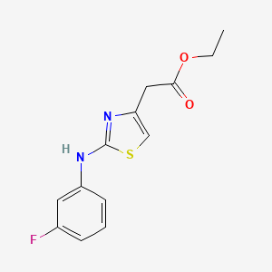 molecular formula C13H13FN2O2S B2798673 Ethyl 2-(4-(3-fluorophenylamino)-3,5-thiazolyl)acetate, 95% CAS No. 211102-82-8