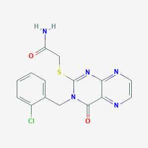 2-[3-[(2-Chlorophenyl)methyl]-4-oxopteridin-2-yl]sulfanylacetamide