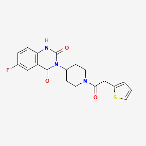 molecular formula C19H18FN3O3S B2798681 6-fluoro-3-(1-(2-(thiophen-2-yl)acetyl)piperidin-4-yl)quinazoline-2,4(1H,3H)-dione CAS No. 2034348-64-4