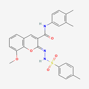 (2Z)-N-(3,4-dimethylphenyl)-8-methoxy-2-[(4-methylphenyl)sulfonylhydrazinylidene]chromene-3-carboxamide