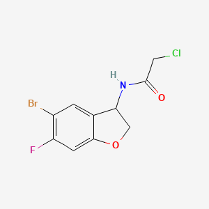molecular formula C10H8BrClFNO2 B2798689 N-(5-Bromo-6-fluoro-2,3-dihydro-1-benzofuran-3-yl)-2-chloroacetamide CAS No. 2411239-41-1