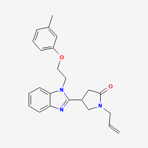 molecular formula C23H25N3O2 B2798690 1-allyl-4-(1-(2-(m-tolyloxy)ethyl)-1H-benzo[d]imidazol-2-yl)pyrrolidin-2-one CAS No. 876887-49-9