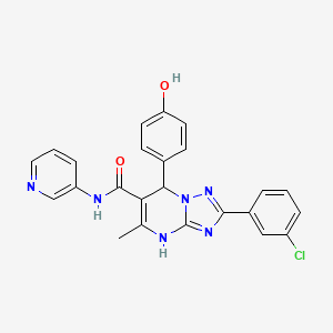molecular formula C24H19ClN6O2 B2798702 2-(3-chlorophenyl)-7-(4-hydroxyphenyl)-5-methyl-N-(pyridin-3-yl)-4,7-dihydro-[1,2,4]triazolo[1,5-a]pyrimidine-6-carboxamide CAS No. 539801-82-6