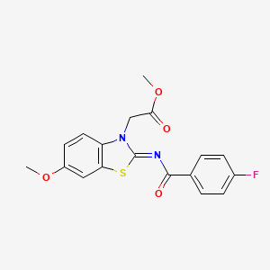 molecular formula C18H15FN2O4S B2798704 (Z)-methyl 2-(2-((4-fluorobenzoyl)imino)-6-methoxybenzo[d]thiazol-3(2H)-yl)acetate CAS No. 1005728-44-8