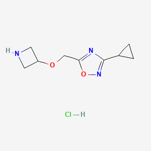 molecular formula C9H14ClN3O2 B2798705 5-[(氮杂环丁烷-3-氧基)甲基]-3-环丙基-1,2,4-氧代噻二唑盐酸盐 CAS No. 1955553-61-3