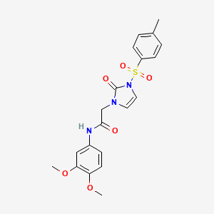 molecular formula C20H21N3O6S B2798708 N-(3,4-dimethoxyphenyl)-2-(2-oxo-3-tosyl-2,3-dihydro-1H-imidazol-1-yl)acetamide CAS No. 941879-89-6