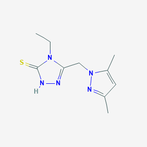 molecular formula C10H15N5S B279871 5-[(3,5-dimethyl-1H-pyrazol-1-yl)methyl]-4-ethyl-4H-1,2,4-triazole-3-thiol 