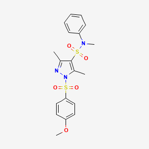 molecular formula C19H21N3O5S2 B2798714 1-(4-methoxybenzenesulfonyl)-N,3,5-trimethyl-N-phenyl-1H-pyrazole-4-sulfonamide CAS No. 957013-66-0