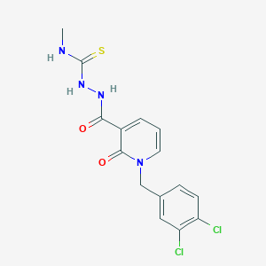 molecular formula C15H14Cl2N4O2S B2798725 2-{[1-(3,4-dichlorobenzyl)-2-oxo-1,2-dihydro-3-pyridinyl]carbonyl}-N-methyl-1-hydrazinecarbothioamide CAS No. 337928-63-9