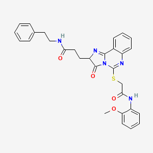 molecular formula C30H29N5O4S B2798740 3-[5-({[(2-methoxyphenyl)carbamoyl]methyl}sulfanyl)-3-oxo-2H,3H-imidazo[1,2-c]quinazolin-2-yl]-N-(2-phenylethyl)propanamide CAS No. 1037222-71-1