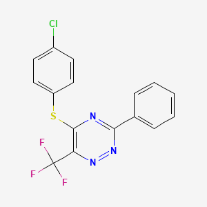 molecular formula C16H9ClF3N3S B2798759 4-Chlorophenyl 3-phenyl-6-(trifluoromethyl)-1,2,4-triazin-5-yl sulfide CAS No. 383148-38-7