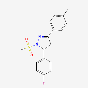 molecular formula C17H17FN2O2S B2798766 5-(4-fluorophenyl)-1-(methylsulfonyl)-3-(p-tolyl)-4,5-dihydro-1H-pyrazole CAS No. 442650-24-0