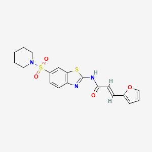 molecular formula C19H19N3O4S2 B2798770 (E)-3-(furan-2-yl)-N-(6-(piperidin-1-ylsulfonyl)benzo[d]thiazol-2-yl)acrylamide CAS No. 881042-49-5