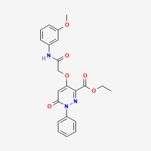 molecular formula C22H21N3O6 B2798776 Ethyl 4-(2-((3-methoxyphenyl)amino)-2-oxoethoxy)-6-oxo-1-phenyl-1,6-dihydropyridazine-3-carboxylate CAS No. 899942-90-6