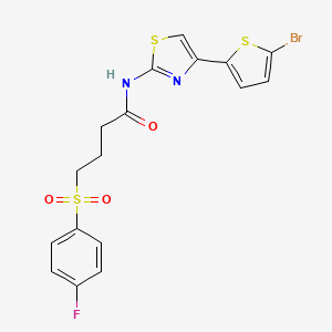 molecular formula C17H14BrFN2O3S3 B2798777 N-(4-(5-bromothiophen-2-yl)thiazol-2-yl)-4-((4-fluorophenyl)sulfonyl)butanamide CAS No. 941900-88-5