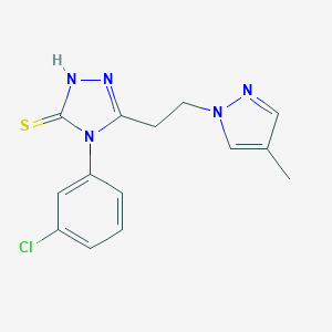 molecular formula C14H14ClN5S B279878 4-(3-chlorophenyl)-5-[2-(4-methyl-1H-pyrazol-1-yl)ethyl]-4H-1,2,4-triazole-3-thiol 