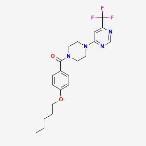 molecular formula C21H25F3N4O2 B2798786 (4-(Pentyloxy)phenyl)(4-(6-(trifluoromethyl)pyrimidin-4-yl)piperazin-1-yl)methanone CAS No. 2034440-93-0
