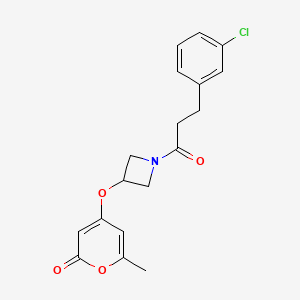 molecular formula C18H18ClNO4 B2798788 4-((1-(3-(3-chlorophenyl)propanoyl)azetidin-3-yl)oxy)-6-methyl-2H-pyran-2-one CAS No. 1798678-34-8