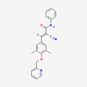 molecular formula C24H21N3O2 B2798789 (E)-2-cyano-3-[3,5-dimethyl-4-(pyridin-2-ylmethoxy)phenyl]-N-phenylprop-2-enamide CAS No. 1100164-97-3