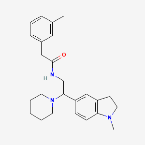 molecular formula C25H33N3O B2798793 N-(2-(1-methylindolin-5-yl)-2-(piperidin-1-yl)ethyl)-2-(m-tolyl)acetamide CAS No. 922558-60-9