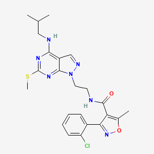 3-(2-chlorophenyl)-N-(2-(4-(isobutylamino)-6-(methylthio)-1H-pyrazolo[3,4-d]pyrimidin-1-yl)ethyl)-5-methylisoxazole-4-carboxamide