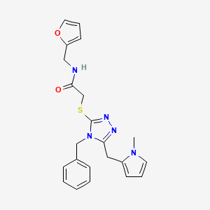 molecular formula C22H23N5O2S B2798800 2-((4-benzyl-5-((1-methyl-1H-pyrrol-2-yl)methyl)-4H-1,2,4-triazol-3-yl)thio)-N-(furan-2-ylmethyl)acetamide CAS No. 923141-12-2