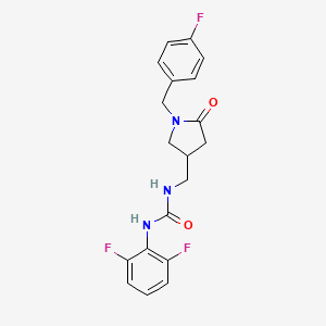 molecular formula C19H18F3N3O2 B2798801 1-(2,6-二氟苯基)-3-((1-(4-氟苯乙基)-5-氧代吡咯烷-3-基)甲基)脲 CAS No. 946352-03-0