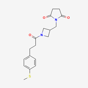 molecular formula C18H22N2O3S B2798807 1-[(1-{3-[4-(Methylsulfanyl)phenyl]propanoyl}azetidin-3-yl)methyl]pyrrolidine-2,5-dione CAS No. 2097883-00-4