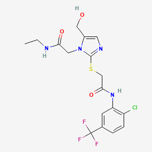 2-[2-[(2-{[2-chloro-5-(trifluoromethyl)phenyl]amino}-2-oxoethyl)thio]-5-(hydroxymethyl)-1H-imidazol-1-yl]-N-ethylacetamide