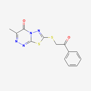 molecular formula C13H10N4O2S2 B2798817 3-Methyl-7-phenacylsulfanyl-[1,3,4]thiadiazolo[2,3-c][1,2,4]triazin-4-one CAS No. 869074-85-1
