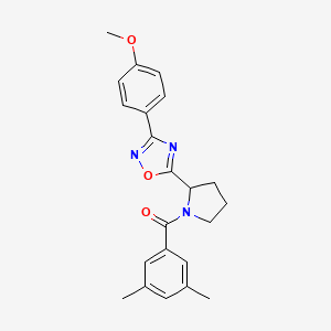 molecular formula C22H23N3O3 B2798824 5-[1-(3,5-Dimethylbenzoyl)pyrrolidin-2-yl]-3-(4-methoxyphenyl)-1,2,4-oxadiazole CAS No. 1791409-00-1
