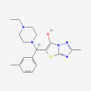 molecular formula C19H25N5OS B2798826 5-((4-乙基哌嗪-1-基)(间甲苯)甲基)-2-甲基噻唑并[3,2-b][1,2,4]三嗪-6-醇 CAS No. 869343-50-0