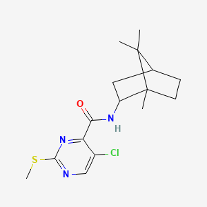 molecular formula C16H22ClN3OS B2798827 5-Chloro-2-methylsulfanyl-N-(1,7,7-trimethyl-2-bicyclo[2.2.1]heptanyl)pyrimidine-4-carboxamide CAS No. 1212334-04-7