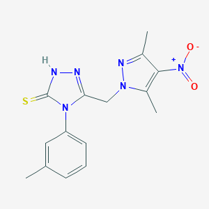molecular formula C15H16N6O2S B279883 5-[(3,5-dimethyl-4-nitro-1H-pyrazol-1-yl)methyl]-4-(3-methylphenyl)-4H-1,2,4-triazole-3-thiol 