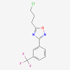 molecular formula C12H10ClF3N2O B2798830 5-(3-Chloropropyl)-3-[3-(trifluoromethyl)phenyl]-1,2,4-oxadiazole CAS No. 923809-15-8