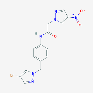 N-{4-[(4-bromo-1H-pyrazol-1-yl)methyl]phenyl}-2-{4-nitro-1H-pyrazol-1-yl}acetamide