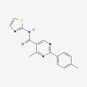 molecular formula C16H14N4OS B2798841 4-methyl-2-(4-methylphenyl)-N-(1,3-thiazol-2-yl)pyrimidine-5-carboxamide CAS No. 303998-83-6