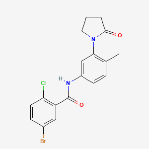 molecular formula C18H16BrClN2O2 B2798847 5-bromo-2-chloro-N-[4-methyl-3-(2-oxopyrrolidin-1-yl)phenyl]benzamide CAS No. 941993-53-9