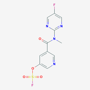 molecular formula C11H8F2N4O4S B2798859 5-Fluoro-2-[(5-fluorosulfonyloxypyridine-3-carbonyl)-methylamino]pyrimidine CAS No. 2418728-15-9