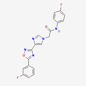 molecular formula C19H13F2N5O2 B2798860 N-(4-fluorophenyl)-2-{4-[5-(3-fluorophenyl)-1,2,4-oxadiazol-3-yl]-1H-imidazol-1-yl}acetamide CAS No. 1251670-97-9