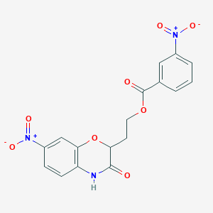 molecular formula C17H13N3O8 B2798865 2-(7-nitro-3-oxo-3,4-dihydro-2H-1,4-benzoxazin-2-yl)ethyl 3-nitrobenzenecarboxylate CAS No. 866018-83-9