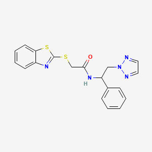 molecular formula C19H17N5OS2 B2798867 2-(benzo[d]thiazol-2-ylthio)-N-(1-phenyl-2-(2H-1,2,3-triazol-2-yl)ethyl)acetamide CAS No. 2034560-17-1