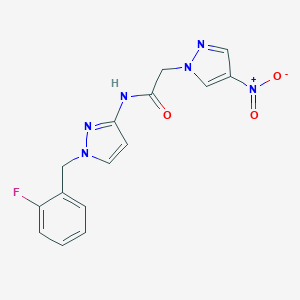 molecular formula C15H13FN6O3 B279887 N-[1-(2-fluorobenzyl)-1H-pyrazol-3-yl]-2-(4-nitro-1H-pyrazol-1-yl)acetamide 