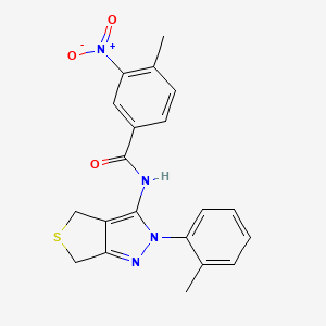 molecular formula C20H18N4O3S B2798875 4-methyl-3-nitro-N-(2-(o-tolyl)-4,6-dihydro-2H-thieno[3,4-c]pyrazol-3-yl)benzamide CAS No. 396722-00-2