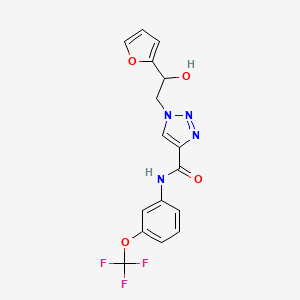 molecular formula C16H13F3N4O4 B2798882 1-(2-(furan-2-yl)-2-hydroxyethyl)-N-(3-(trifluoromethoxy)phenyl)-1H-1,2,3-triazole-4-carboxamide CAS No. 2034599-06-7