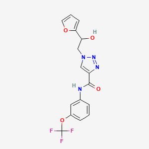 molecular formula C16H13F3N4O4 B2798882 1-(2-(呋喃-2-基)-2-羟基乙基)-N-(3-(三氟甲氧基)苯基)-1H-1,2,3-噻唑-4-甲酰胺 CAS No. 2034599-06-7